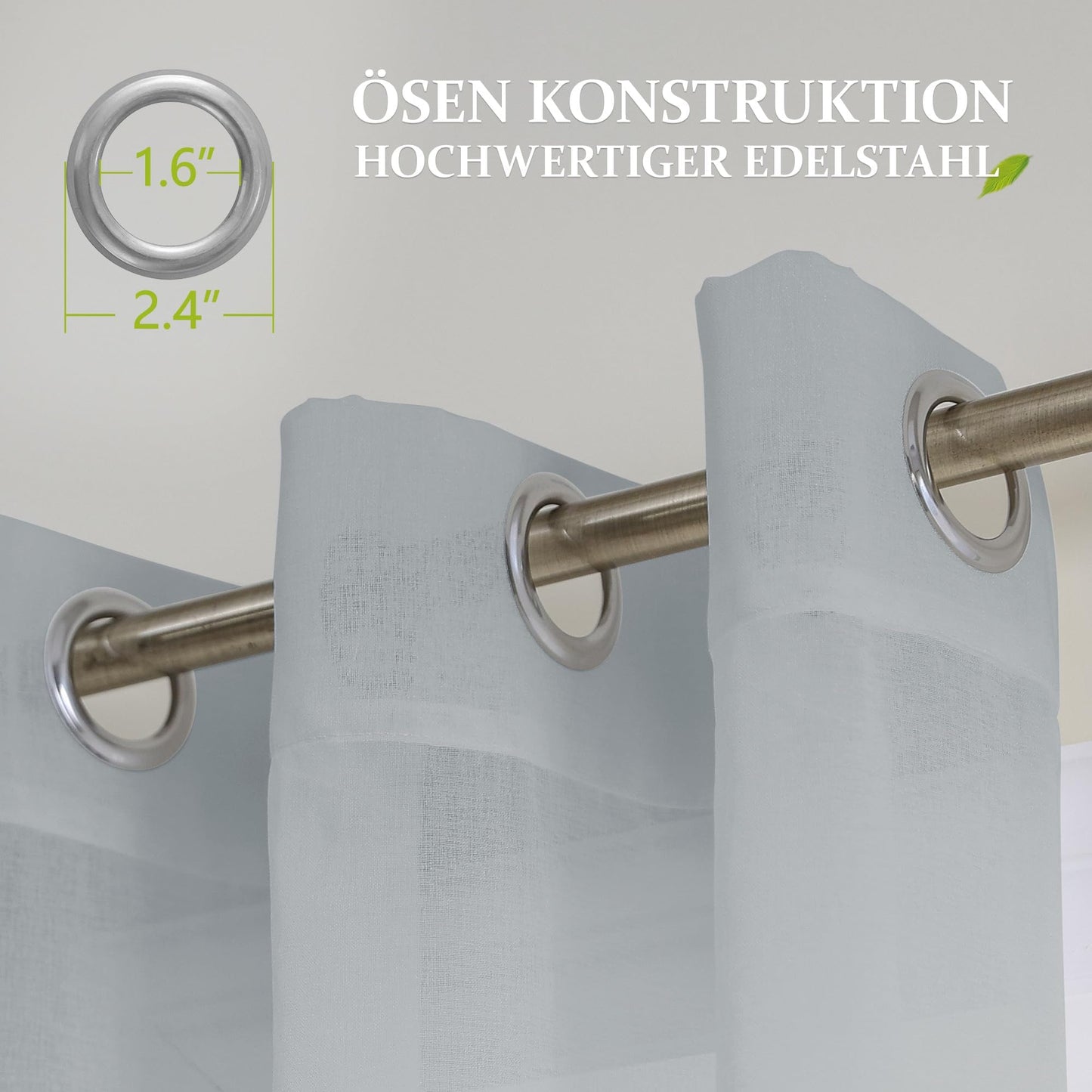 Tende velate con occhielli, set da 2 – Grigio e blu 275 x 140 cm
