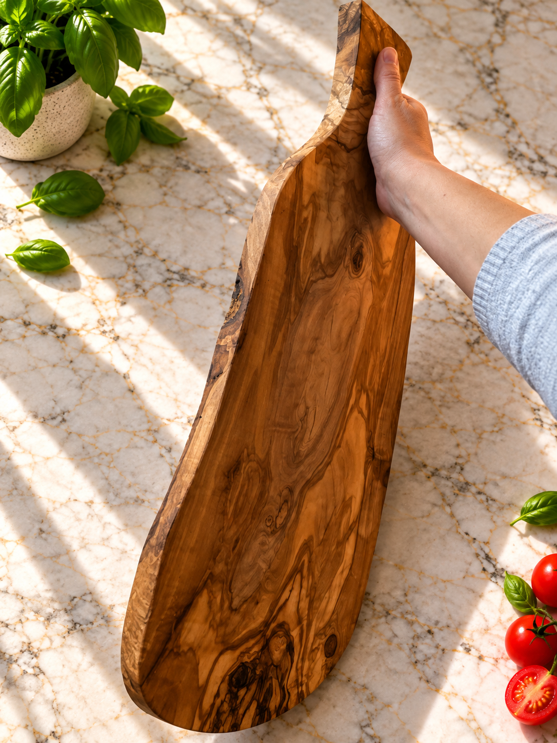 Tagliere "Scogliera" in legno d'ulivo - pezzo unico