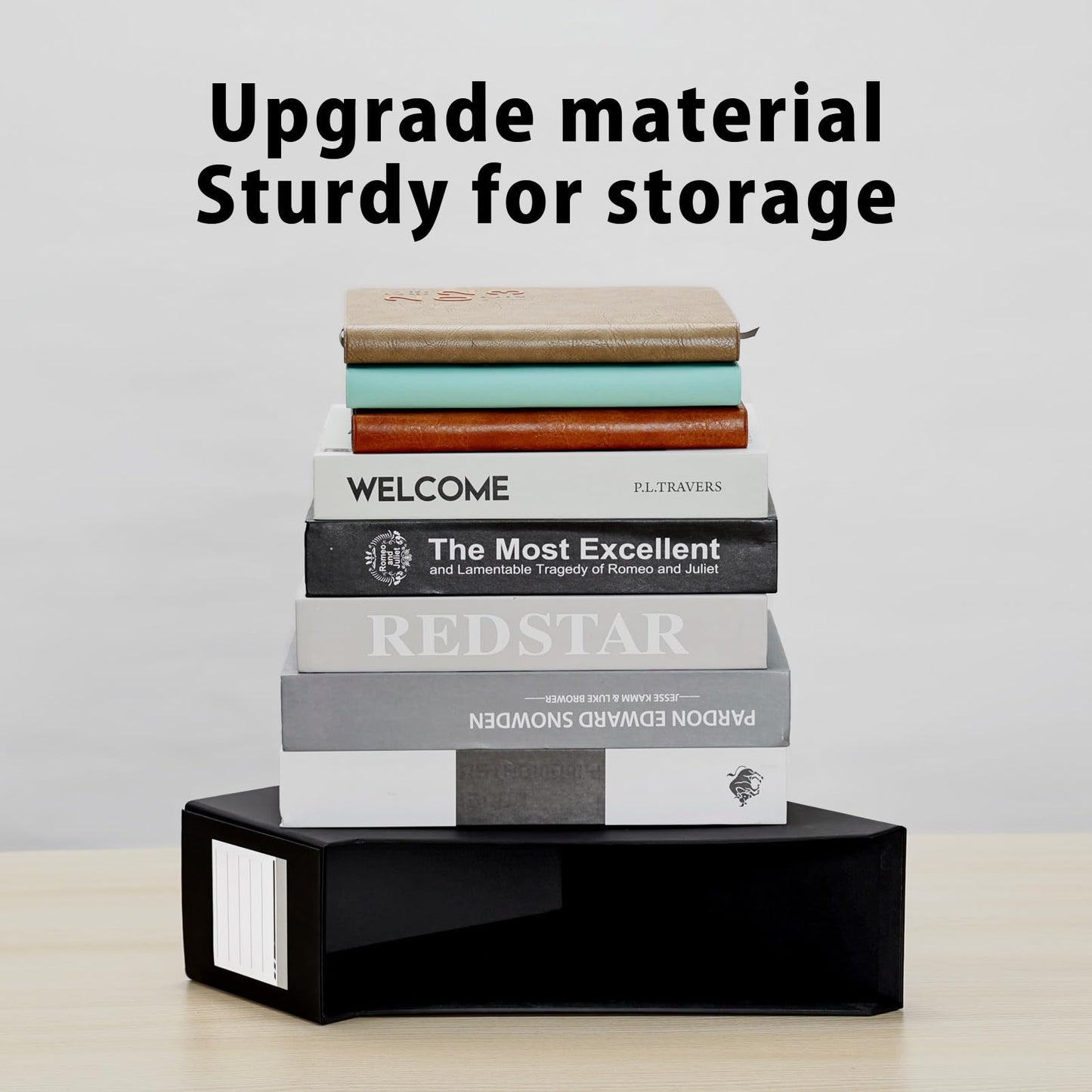 Portariviste in cartone nero con etichette, set da 3