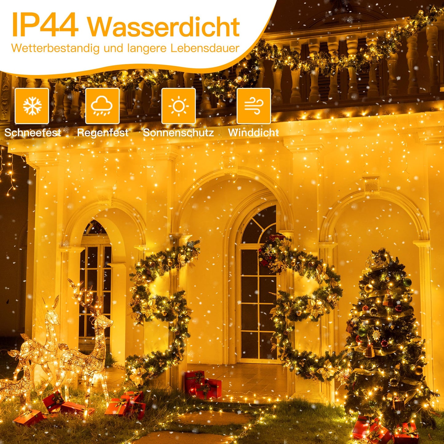 Luci decorative da esterno 80 m 800 LED con telecomando e timer, impermeabili IP44 – Bianco caldo