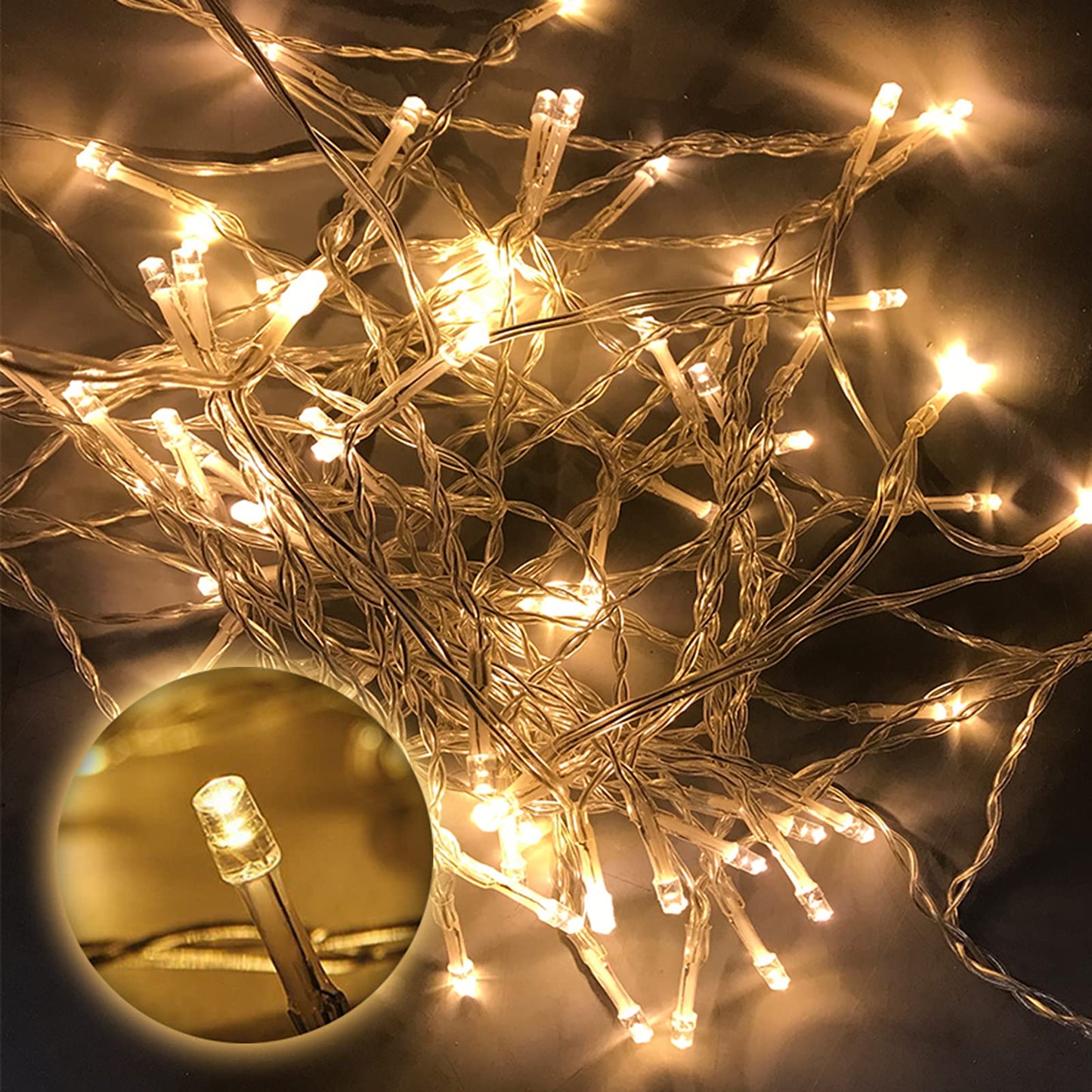 Catena luminosa 200 LED con spina per interno/esterno – Bianco caldo