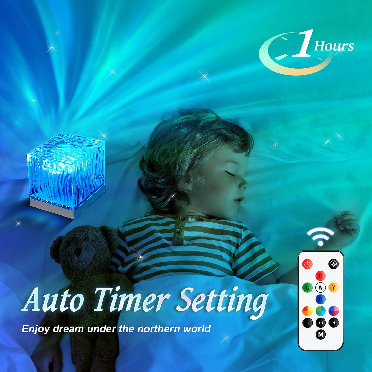Proiettore cielo stellato LED per bambini con effetto aurora, 18 modalità e telecomando