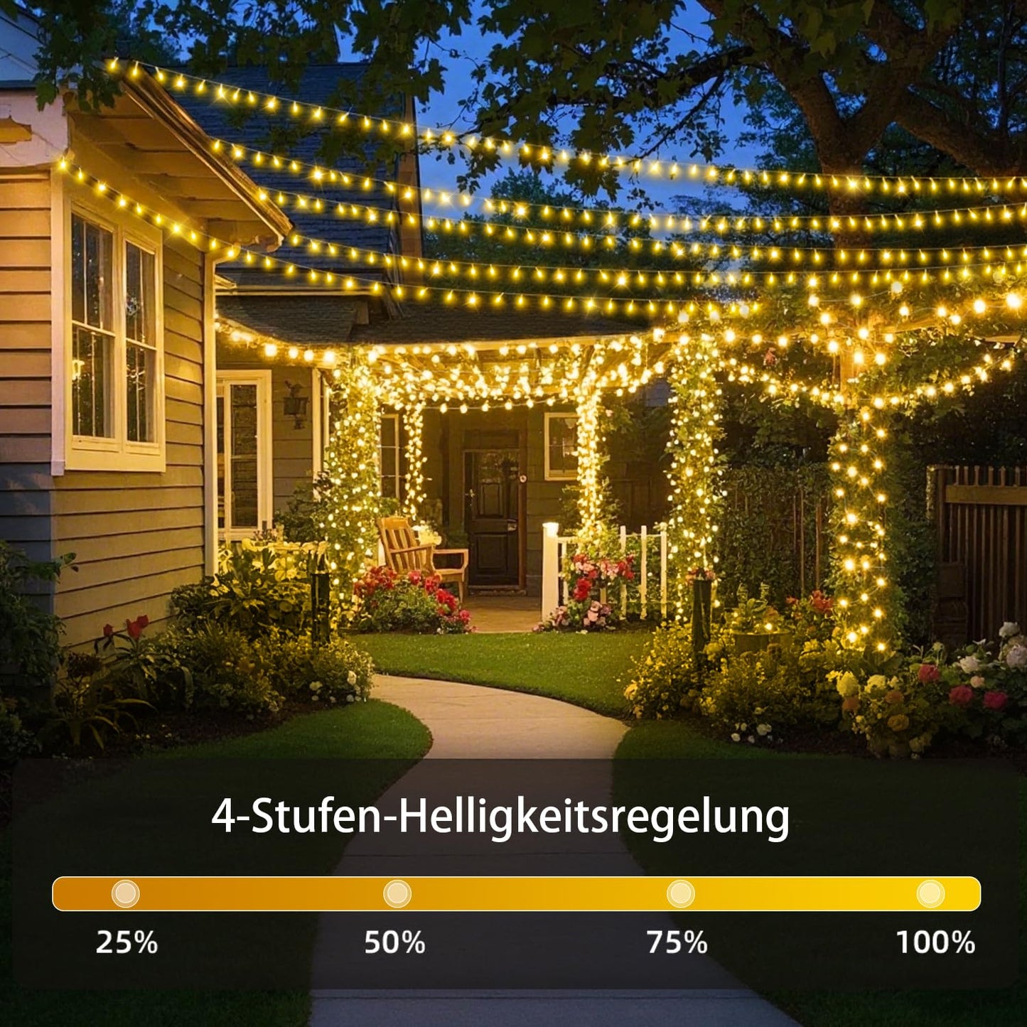 Catena luminosa esterna 36 m 1200 LED con timer e telecomando – Bianco caldo