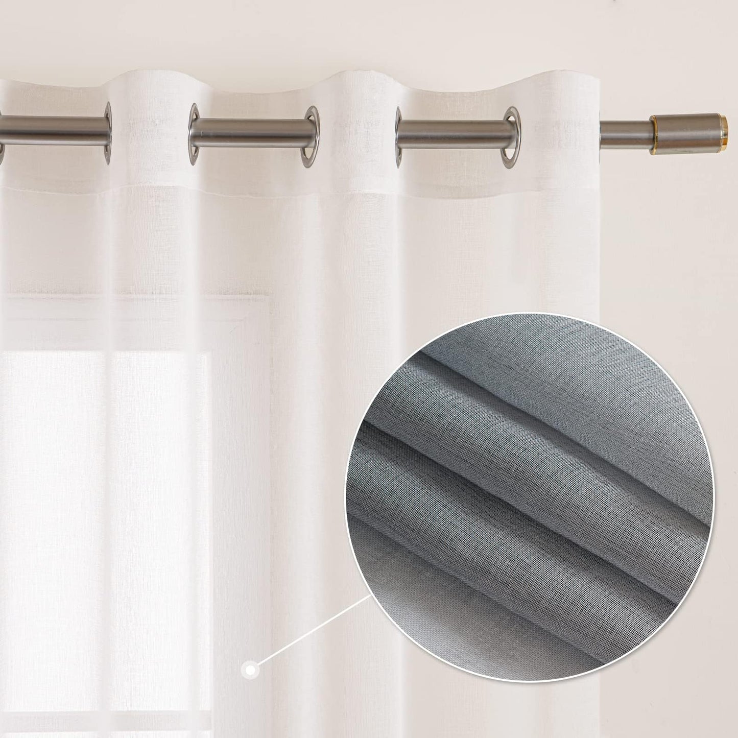 Tende voile bicolore semitrasparenti con occhielli 140x160 cm grigio set da 2