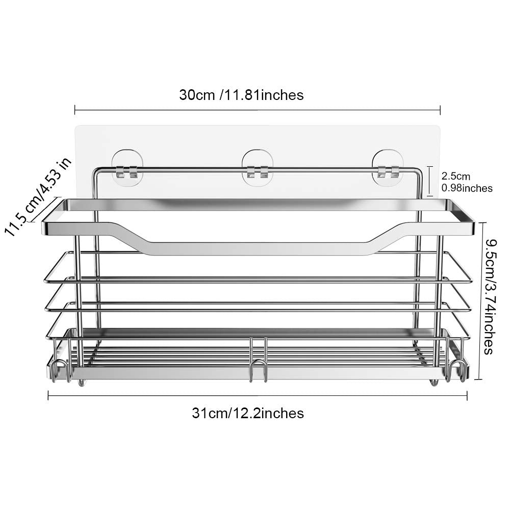 Mensola doccia adesiva in acciaio inox – 31x11,5x12 cm