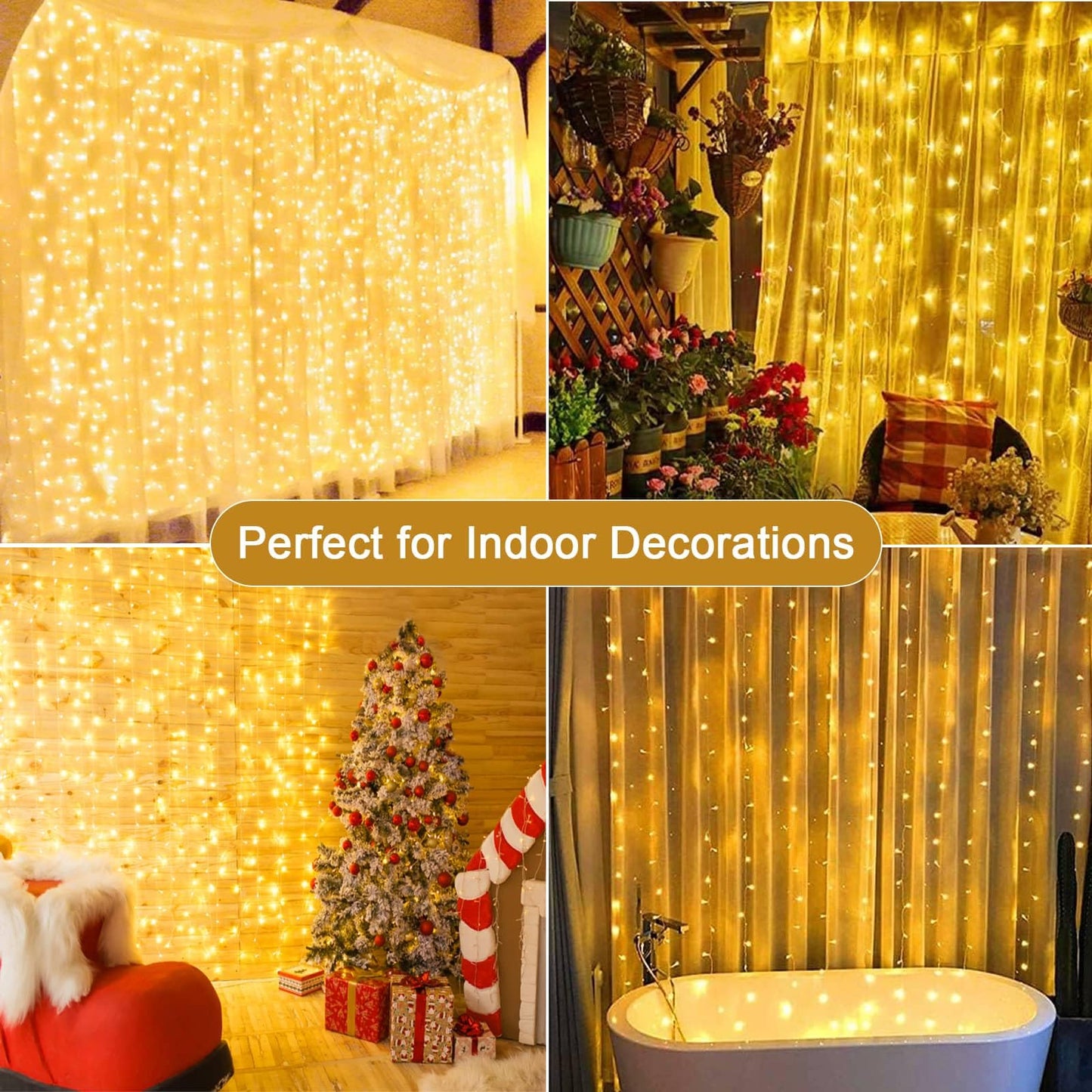 Tenda luminosa 6x3 m 600 LED con 9 modalità – Bianco caldo