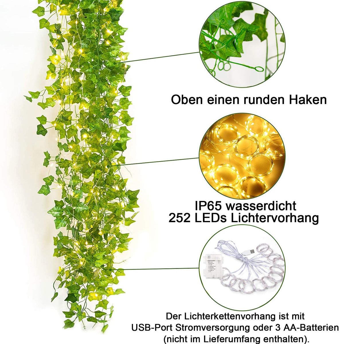Edera ornamentale luminosa