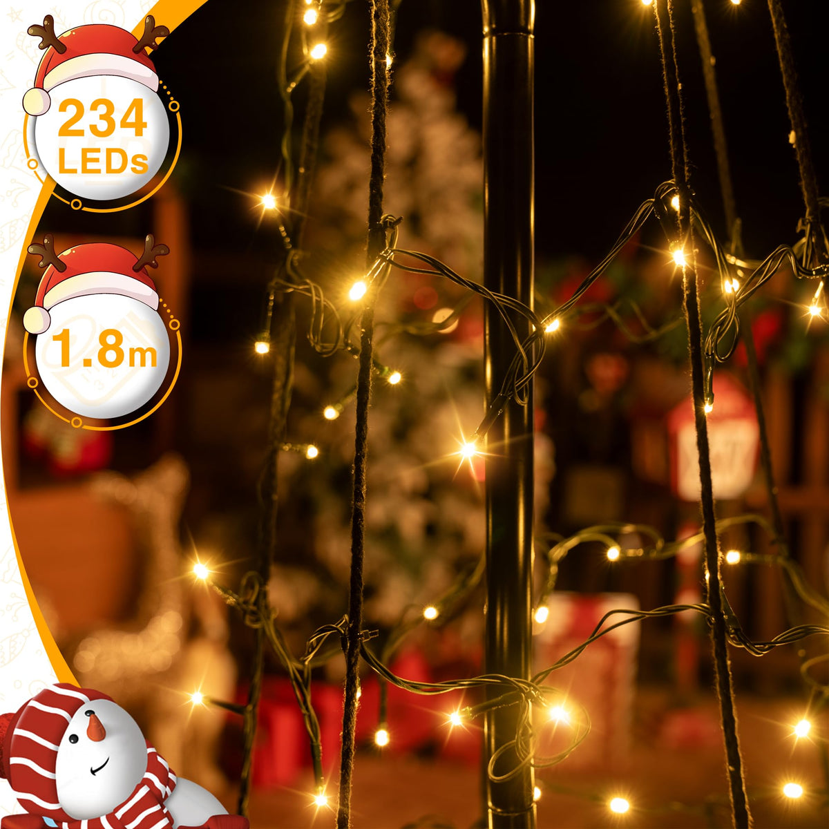 Luci per albero di Natale 1,8 m 234 LED con 8 modalità – Bianco caldo