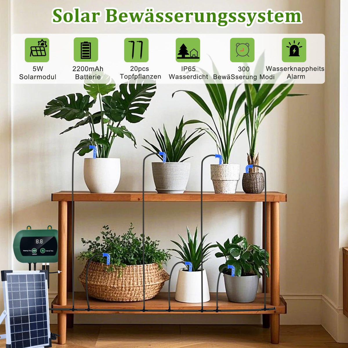 Sistema irrigazione solare 20 m con 300 modalità IP65