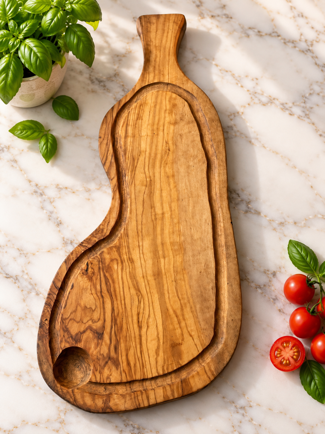 Tagliere "Oceano" in legno d'ulivo - pezzo unico