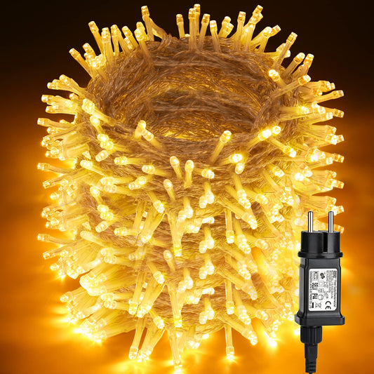 Luci natalizie 100 m 1000 LED per interno/esterno con 8 modalità – Bianco caldo
