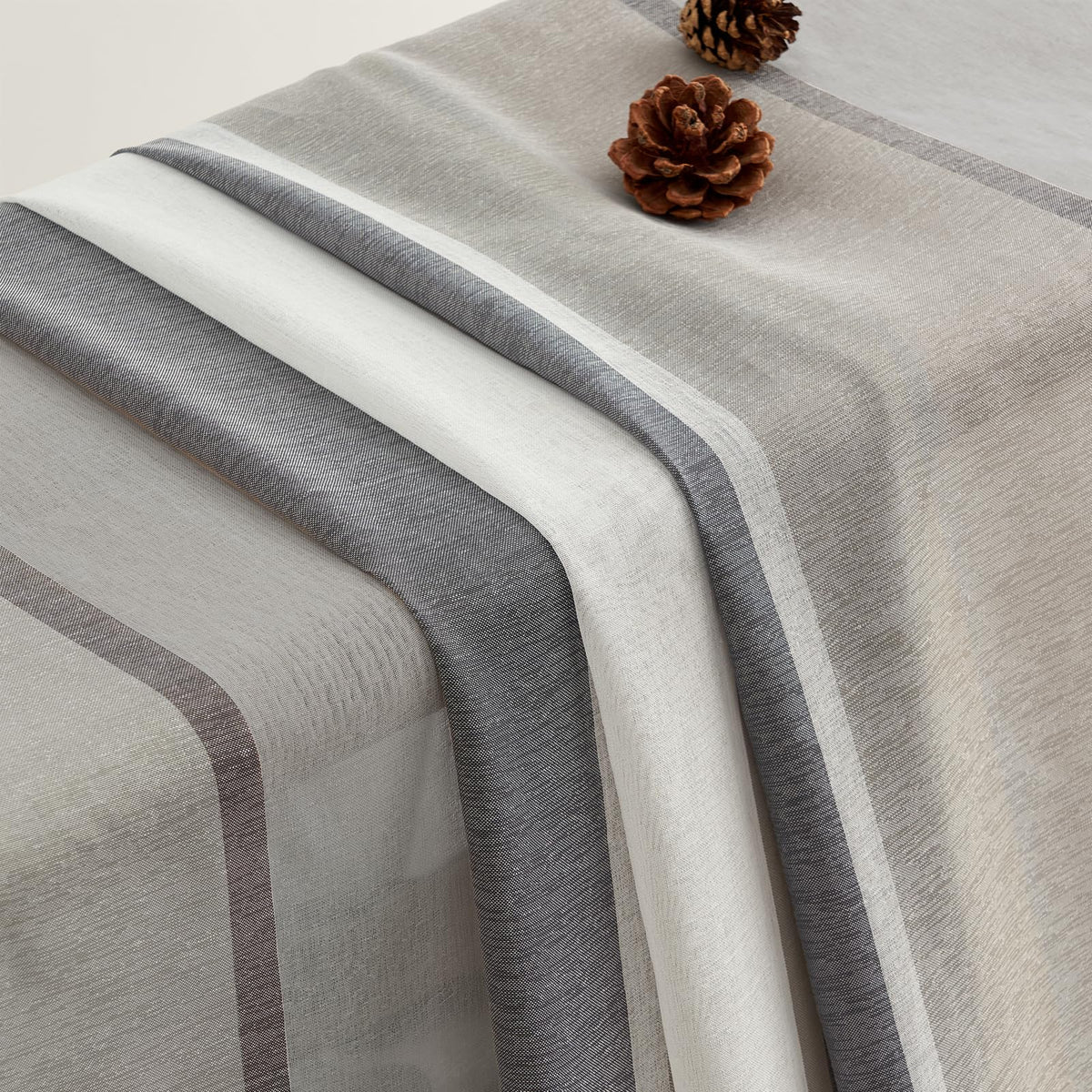 Tende moderne 140x145 cm semitrasparenti grigio scuro e bianco set da 2