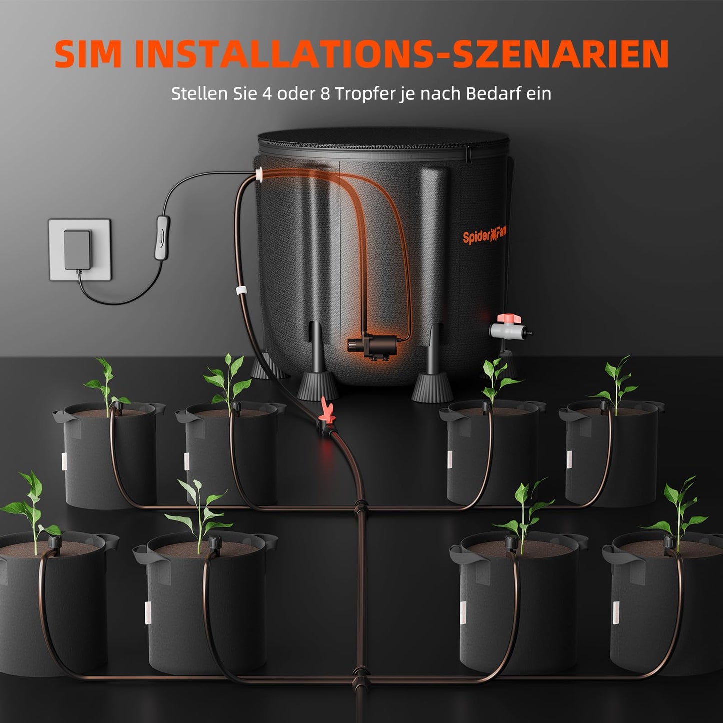 Sistema irrigazione automatico con serbatoio 50L e pompa 25W