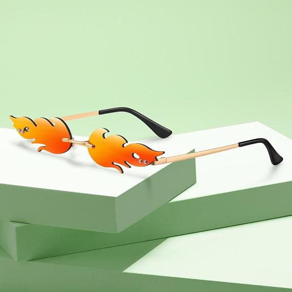 Occhiali da sole senza montatura effetto fiamma – Rosso specchiato
