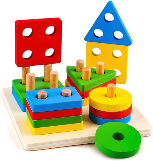 Gioco Montessori incastri forme in legno – 16 pezzi