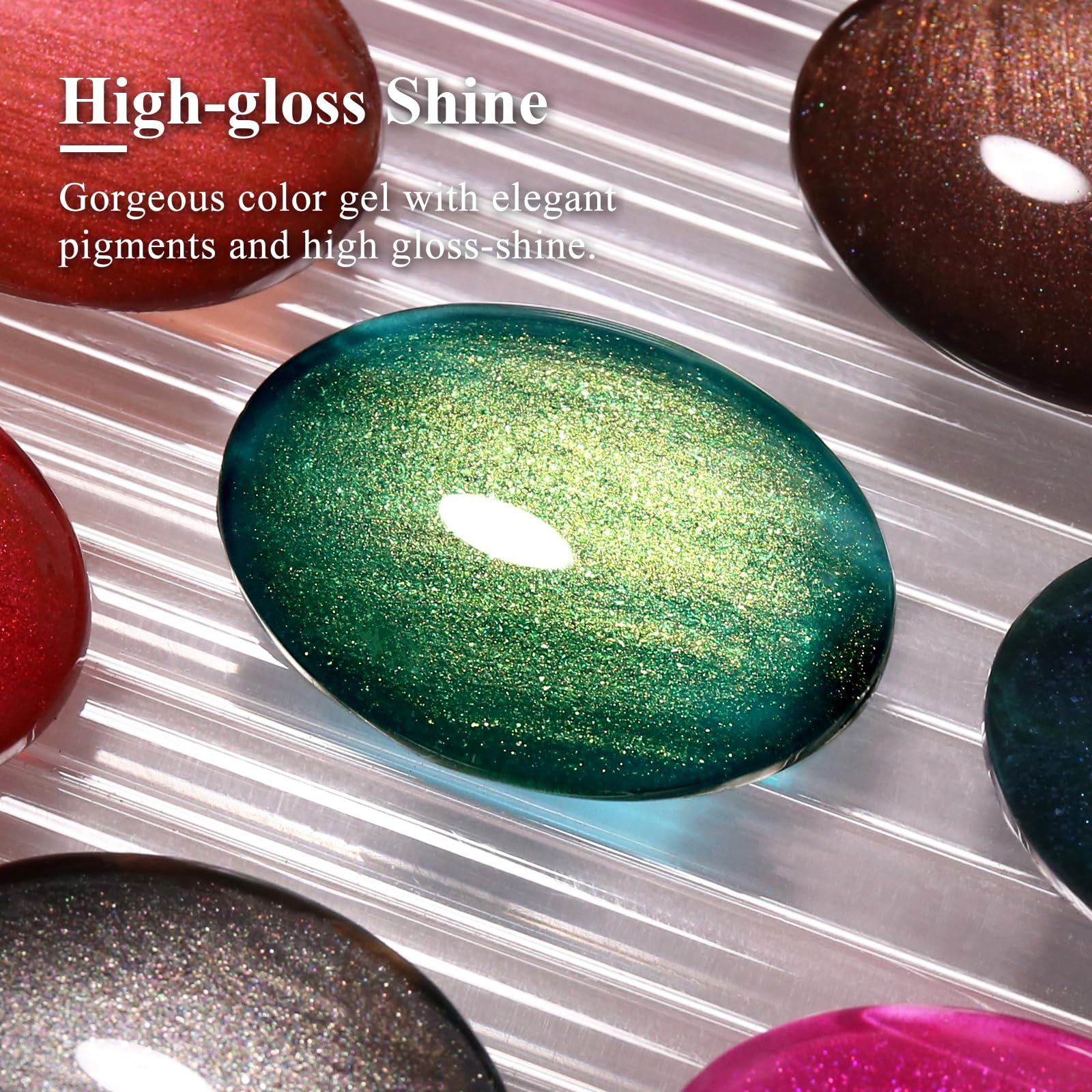 Smalto gel perlato glitter verde metallizzato – 15 ml