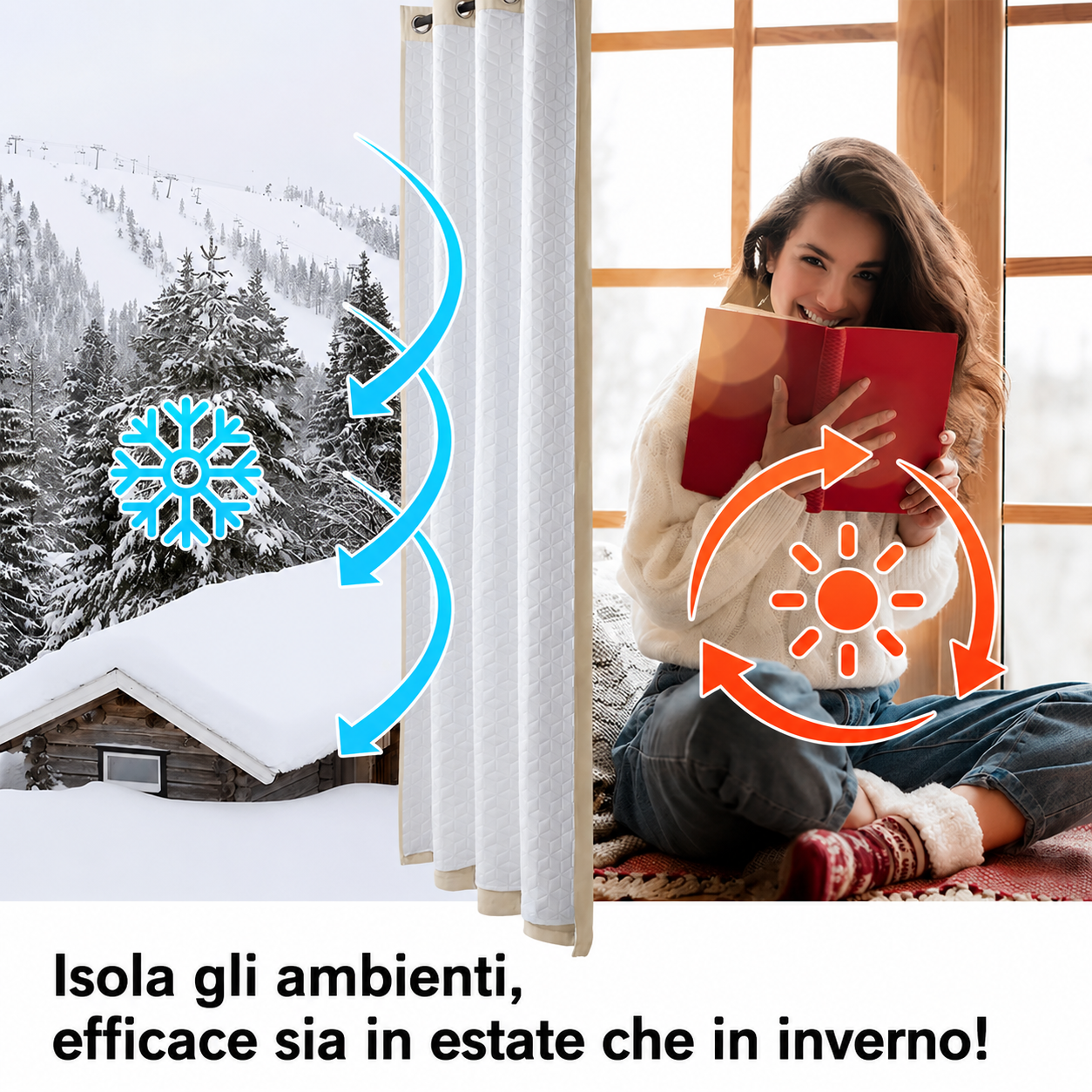 Tende termiche a doppio strato isolamento caldo/freddo – Tortora