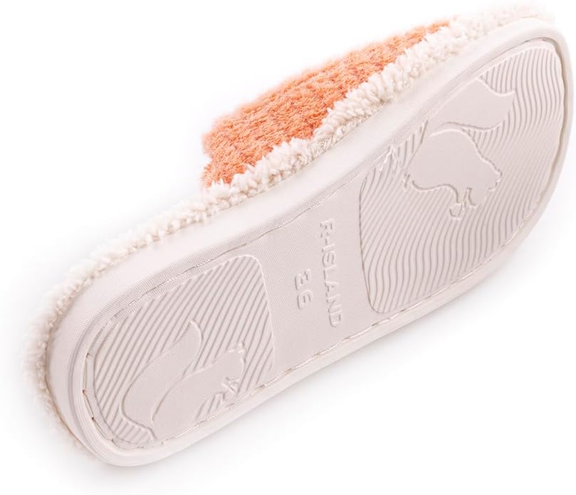 Pantofole donna invernali suola PVC antiscivolo – Arancione UK36