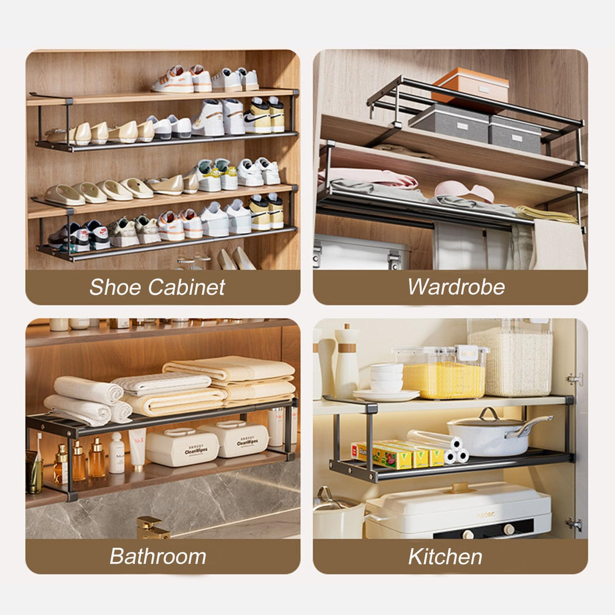 Organizer scarpe sospeso espandibile – Nero