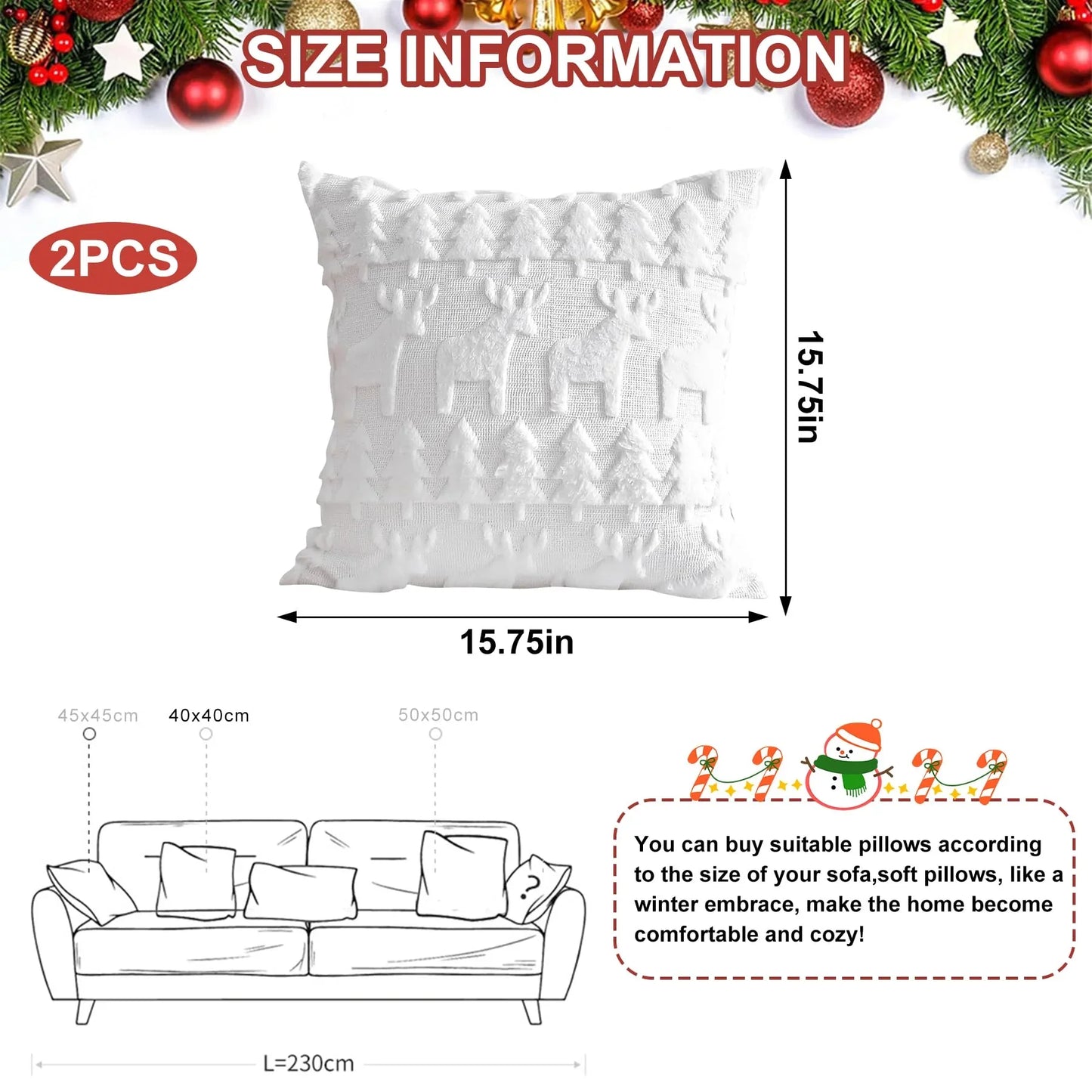 Set di 4 federe in velluto morbido design natalizio – 40x40 cm