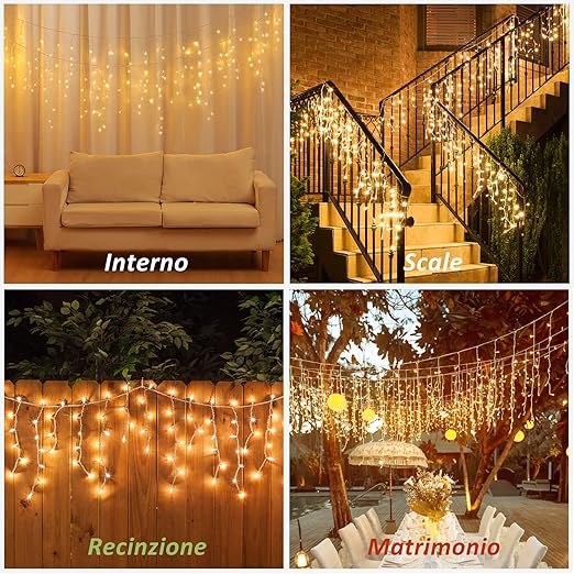 Tenda luminosa a cascata 10 m 400 LED – Bianco caldo