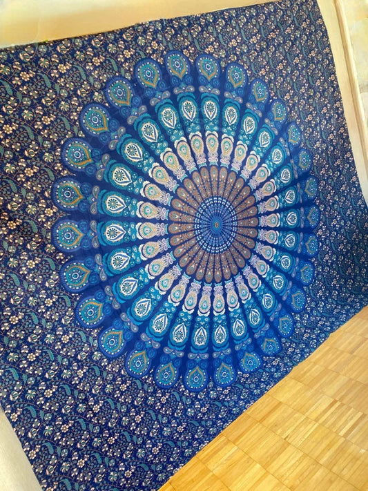 RAJRANG Arazzo mandala indiano decorativo stile hippie con elefante – 274 x 230 cm Arancione
