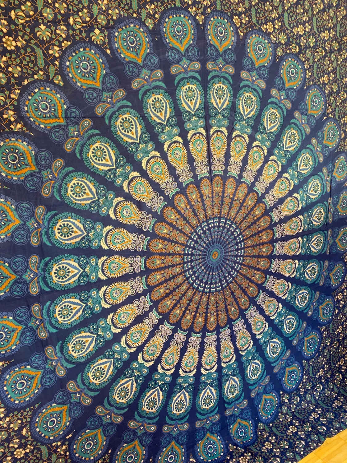 RAJRANG Arazzo mandala indiano decorativo stile hippie con elefante – 274 x 230 cm Arancione