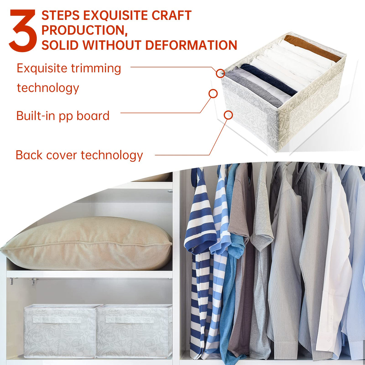 Organizer armadio pieghevole 3 pezzi per pantaloni – Bianco