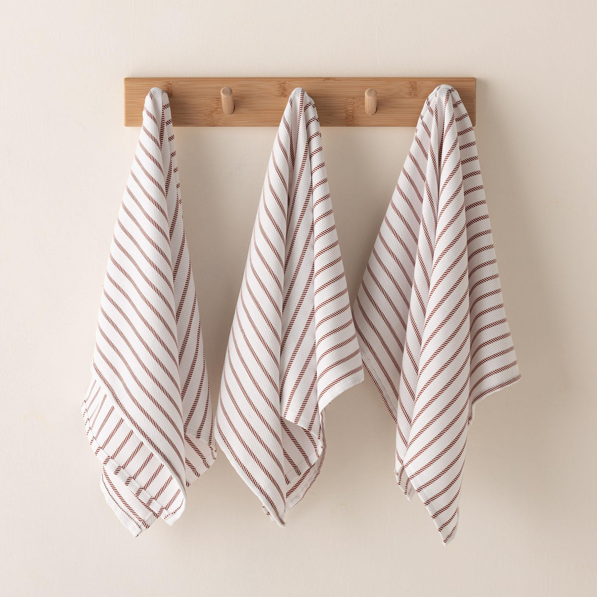 Strofinacci in cotone, set da 3 – Rosso mattone 45x70 cm