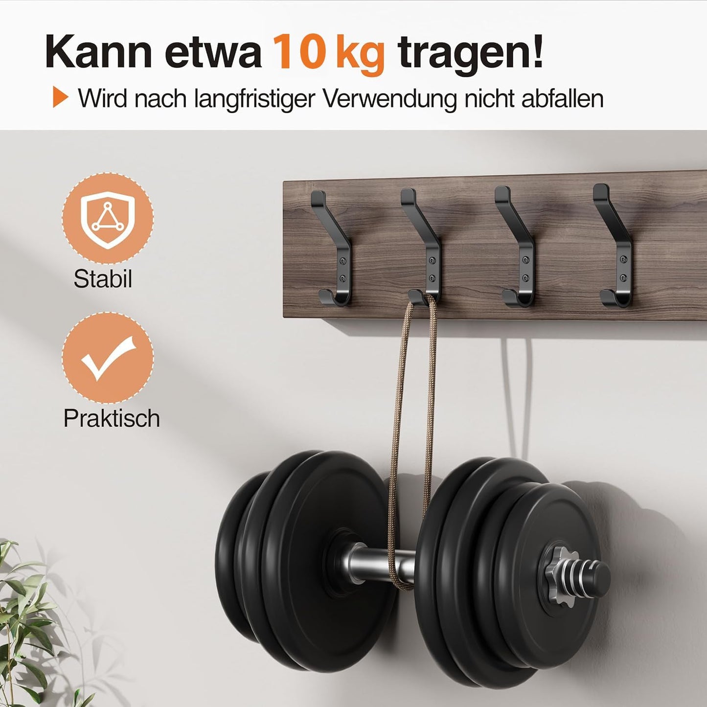Set 10 ganci appendiabiti in metallo da avvitare – Nero 10 cm