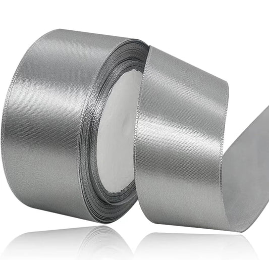 Nastro satinato argento 40 mm 22 m per confezioni regalo e decorazioni
