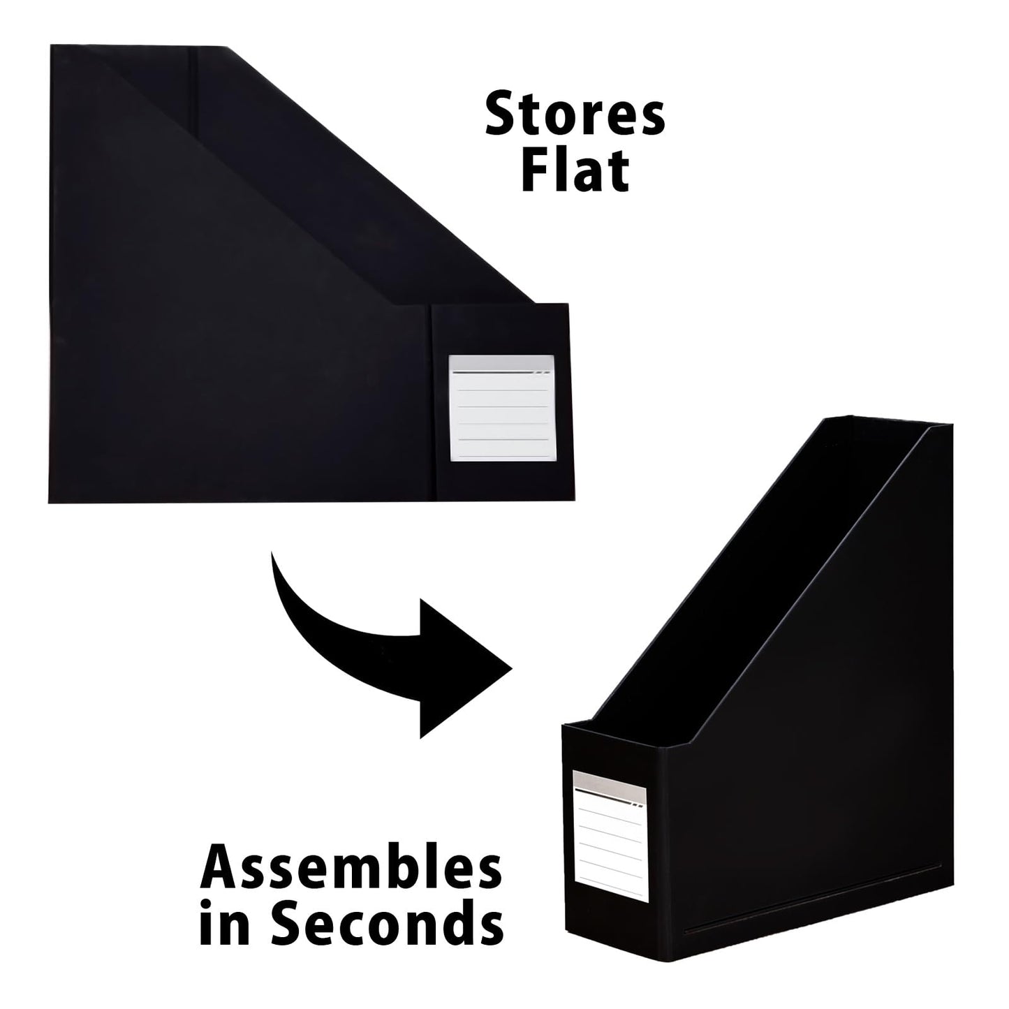 Portariviste in cartone nero con etichette, set da 3