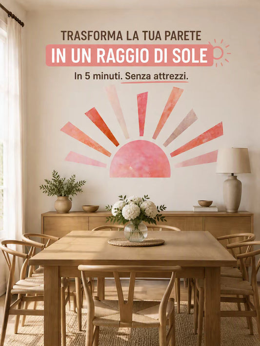 Set 4 adesivi murali sole boho dorato removibili 118x65 cm