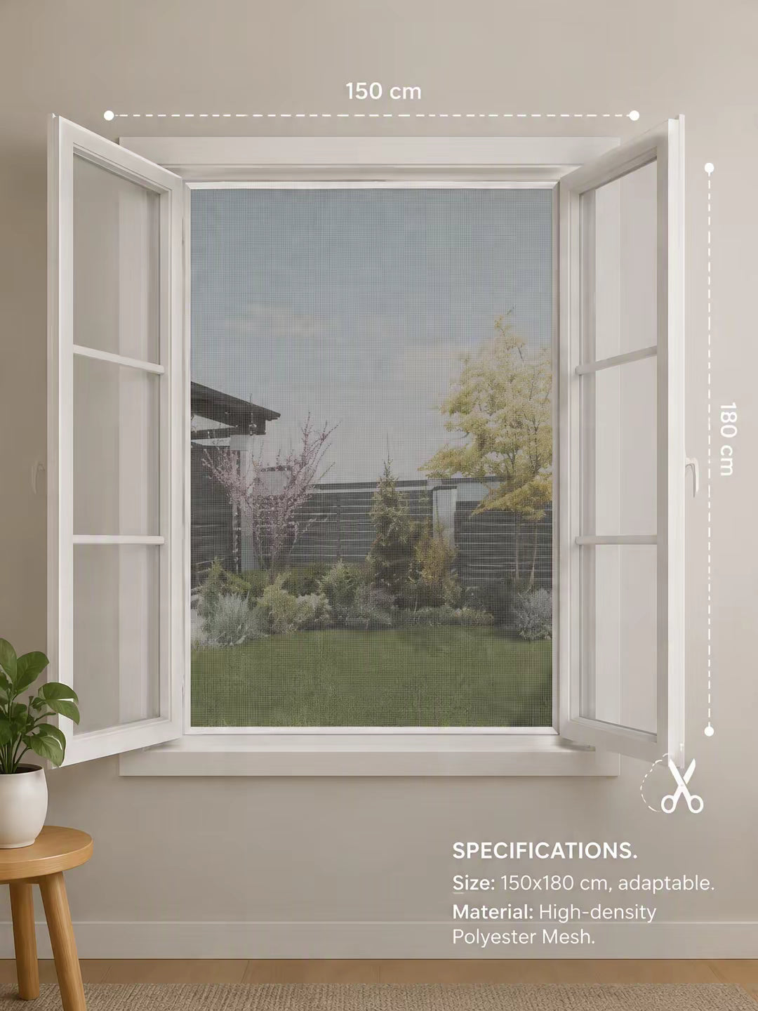 Zanzariera finestra 150x180 cm grigio chiaro senza fori