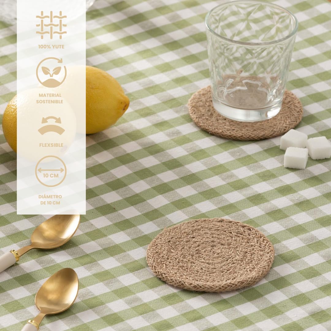 Set di 2 sottobicchieri in juta rotondi – Naturale