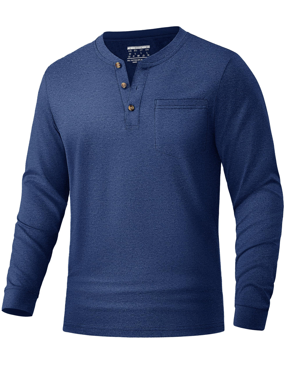 Maglia uomo Henley manica lunga – Blu scuro S