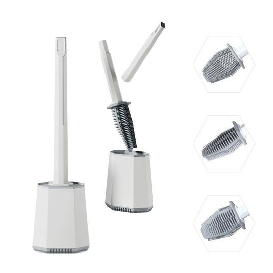 Scopino WC in silicone con asciugatura rapida e supporto – Bianco
