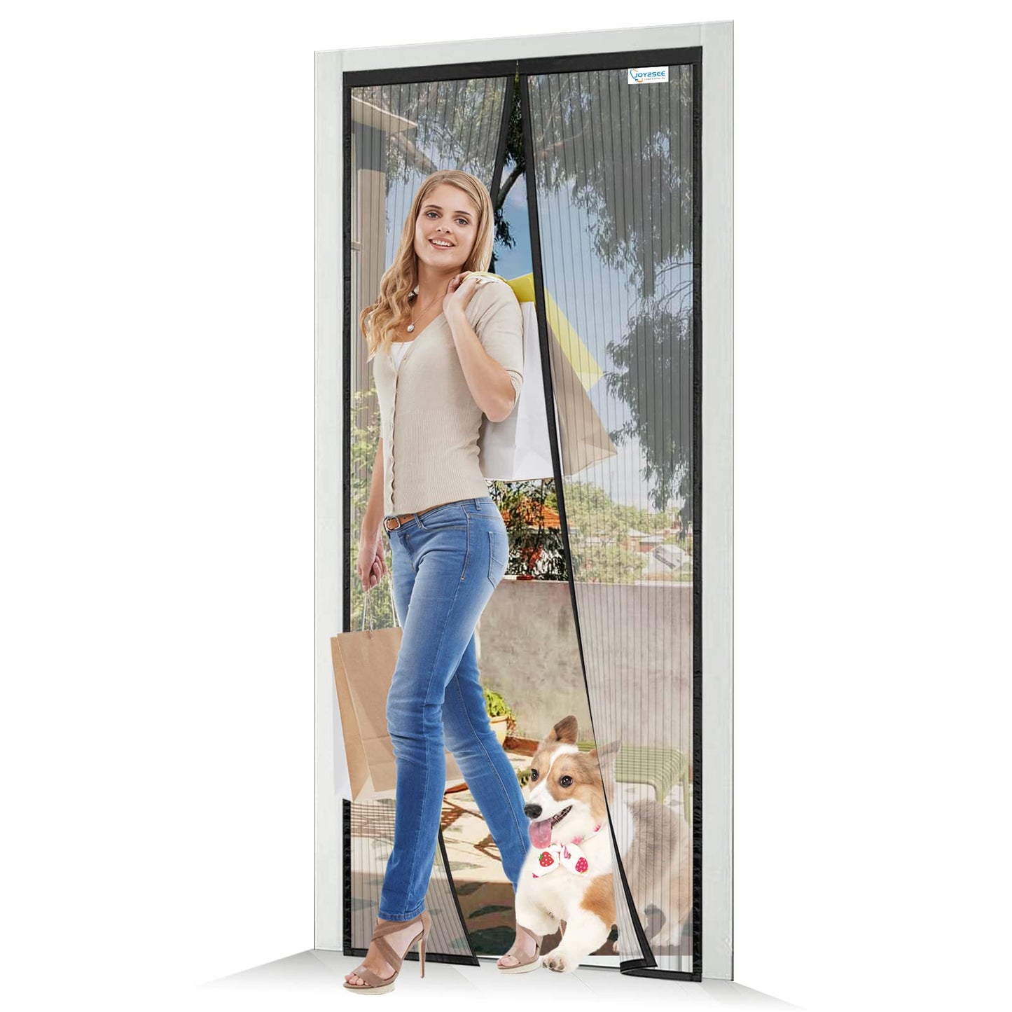 Zanzariera porta balcone magnetica 180x220 cm – Nero senza fori