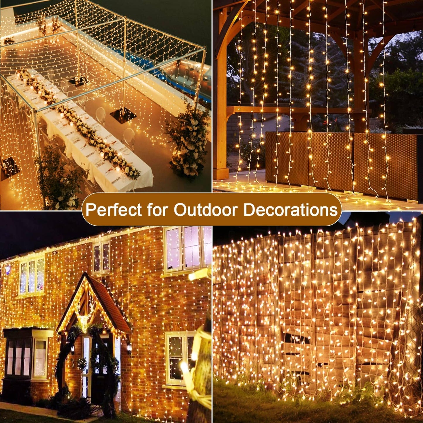 Tenda luminosa 6x3 m 600 LED con 9 modalità – Bianco caldo