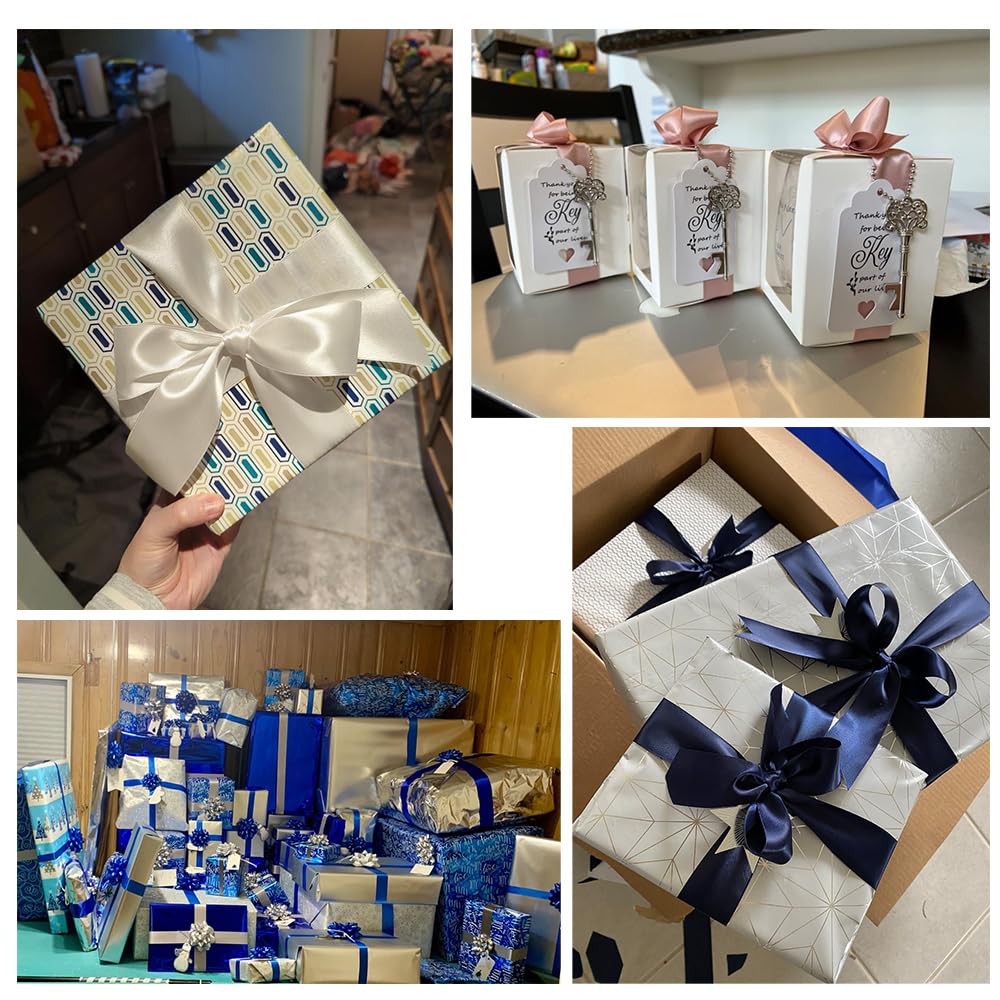 Nastro satinato argento 40 mm 22 m per confezioni regalo e decorazioni