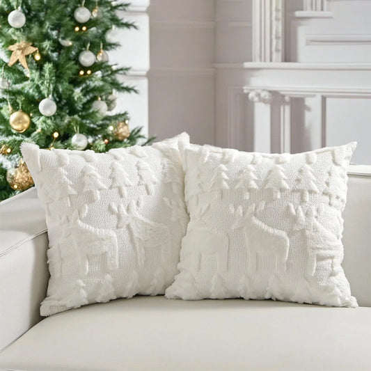Set di 4 federe in velluto morbido design natalizio – 40x40 cm