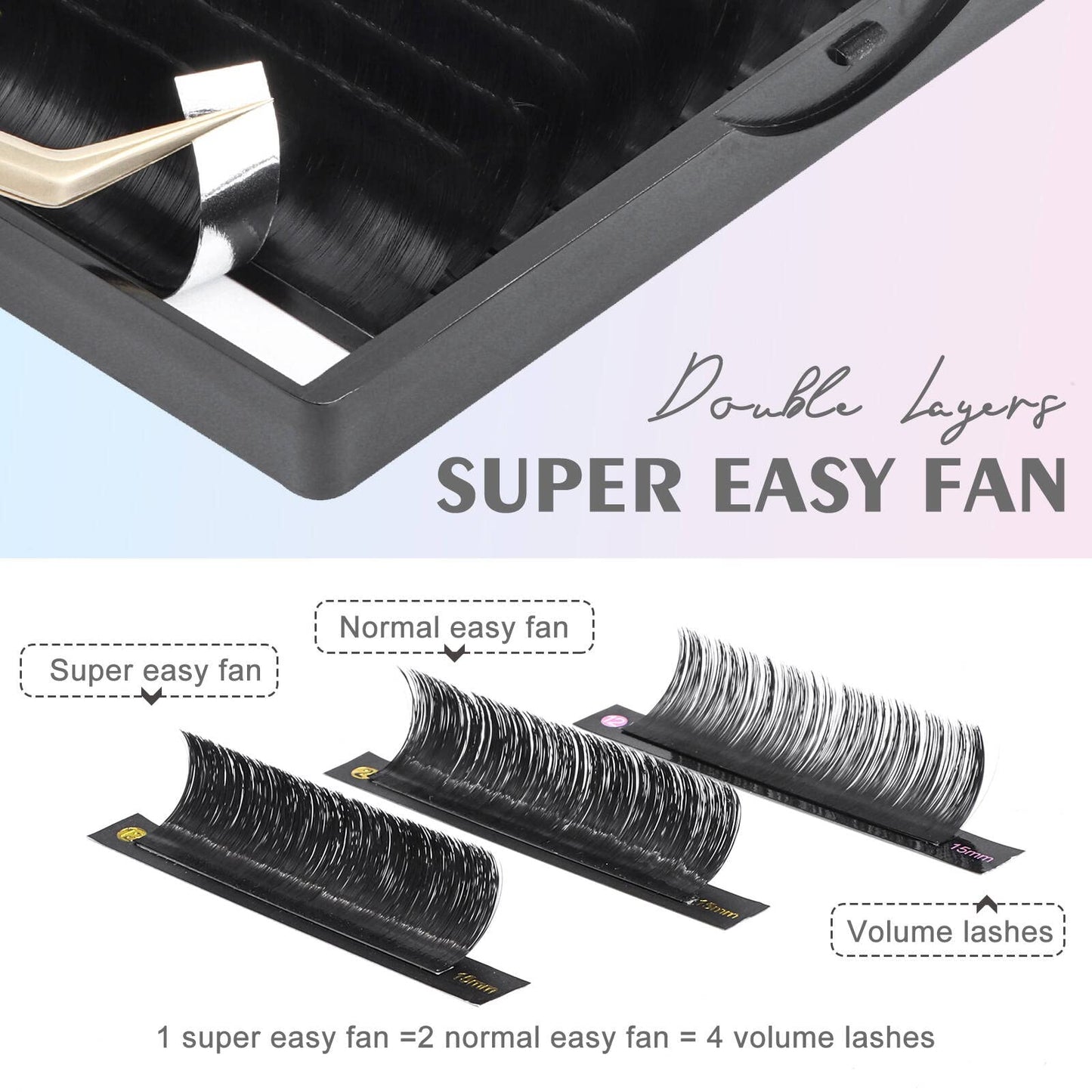 Extension ciglia volume easy fan 0.07 curvatura DD mix 20-25 mm