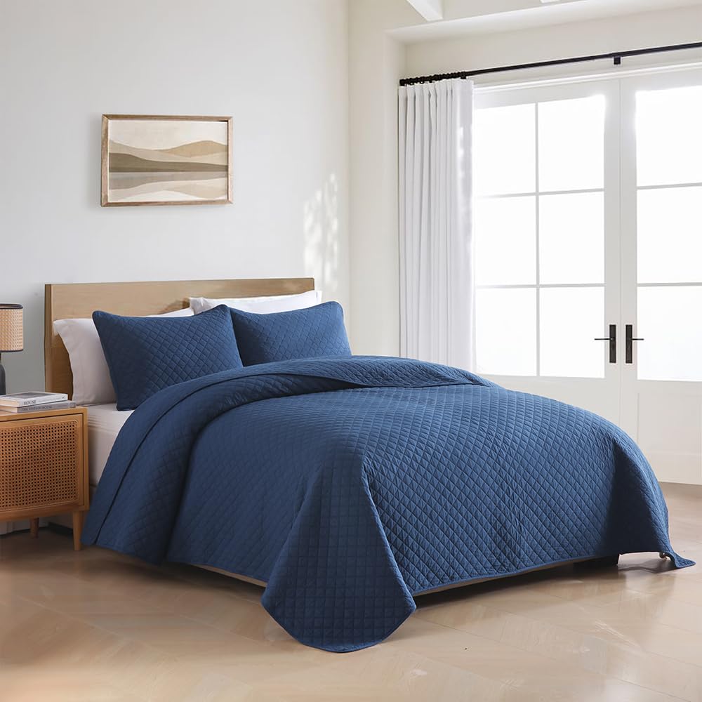 Copriletto trapuntato 240x260 cm con 2 federe – Grigio