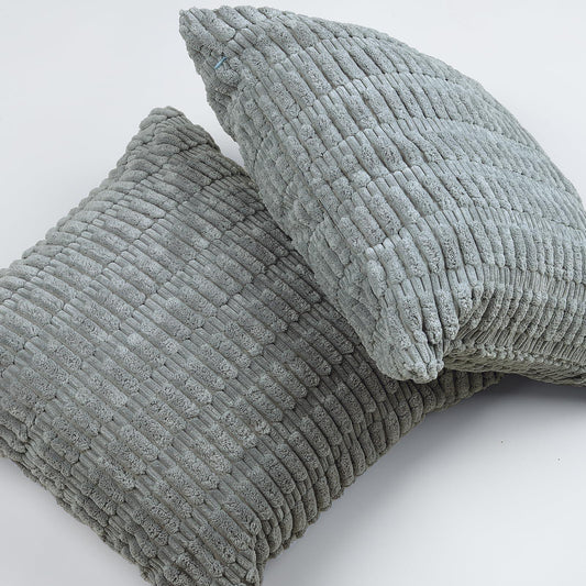 Copricuscini in velluto a coste a righe 45x45 cm, set da 2 – Grigio