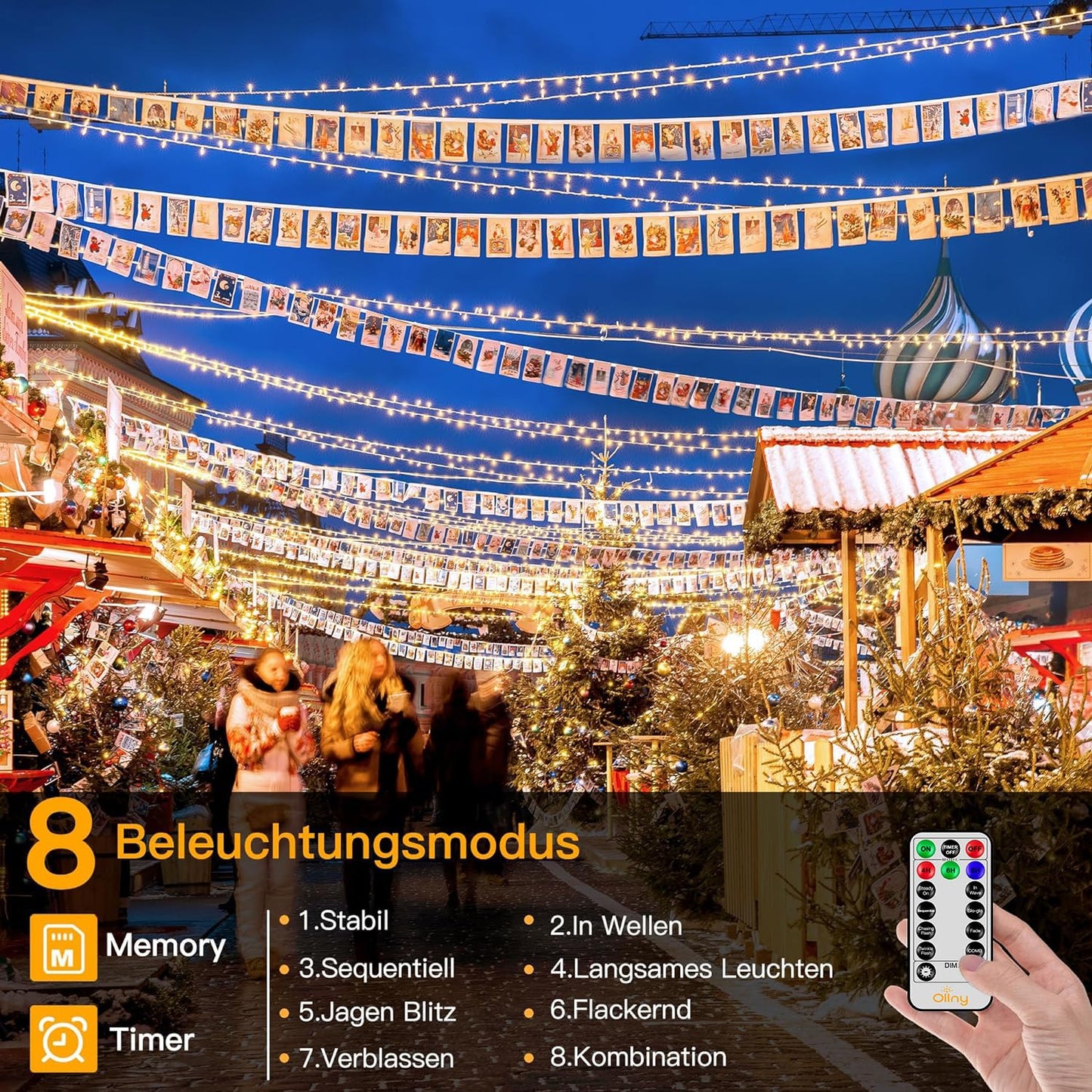 Luci decorative da esterno 80 m 800 LED con telecomando e timer, impermeabili IP44 – Bianco caldo