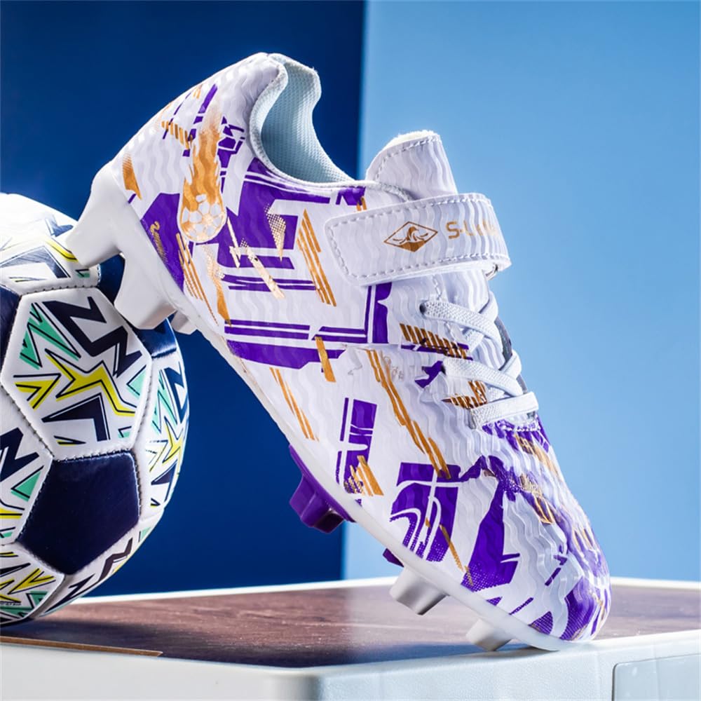 Scarpe da calcio bambini professionali – Bianco viola EU34