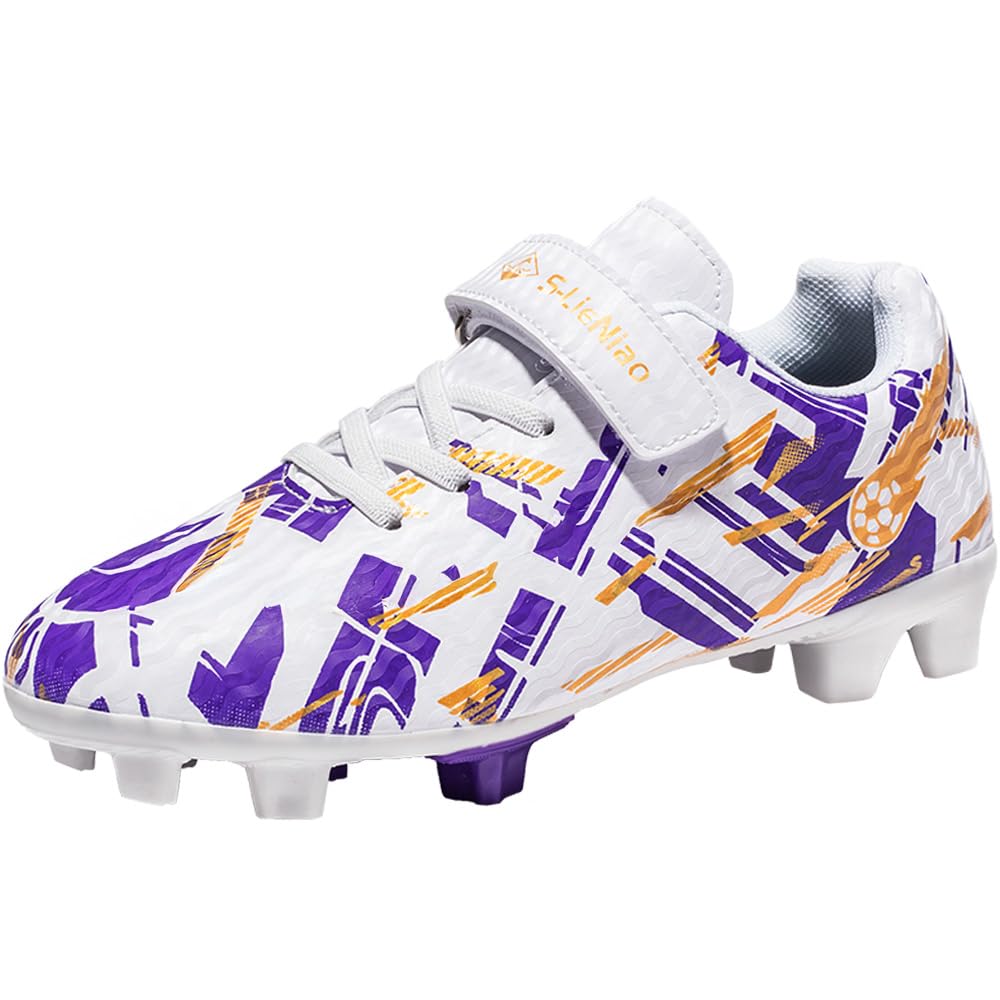 Scarpe da calcio bambini professionali – Bianco viola EU34
