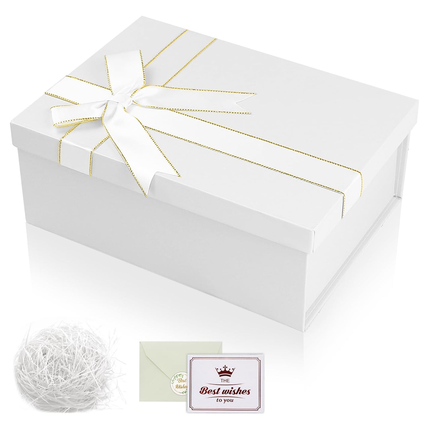 Scatola regalo bianca con coperchio e fiocco rettangolare