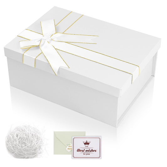 Scatola regalo bianca con coperchio e fiocco rettangolare