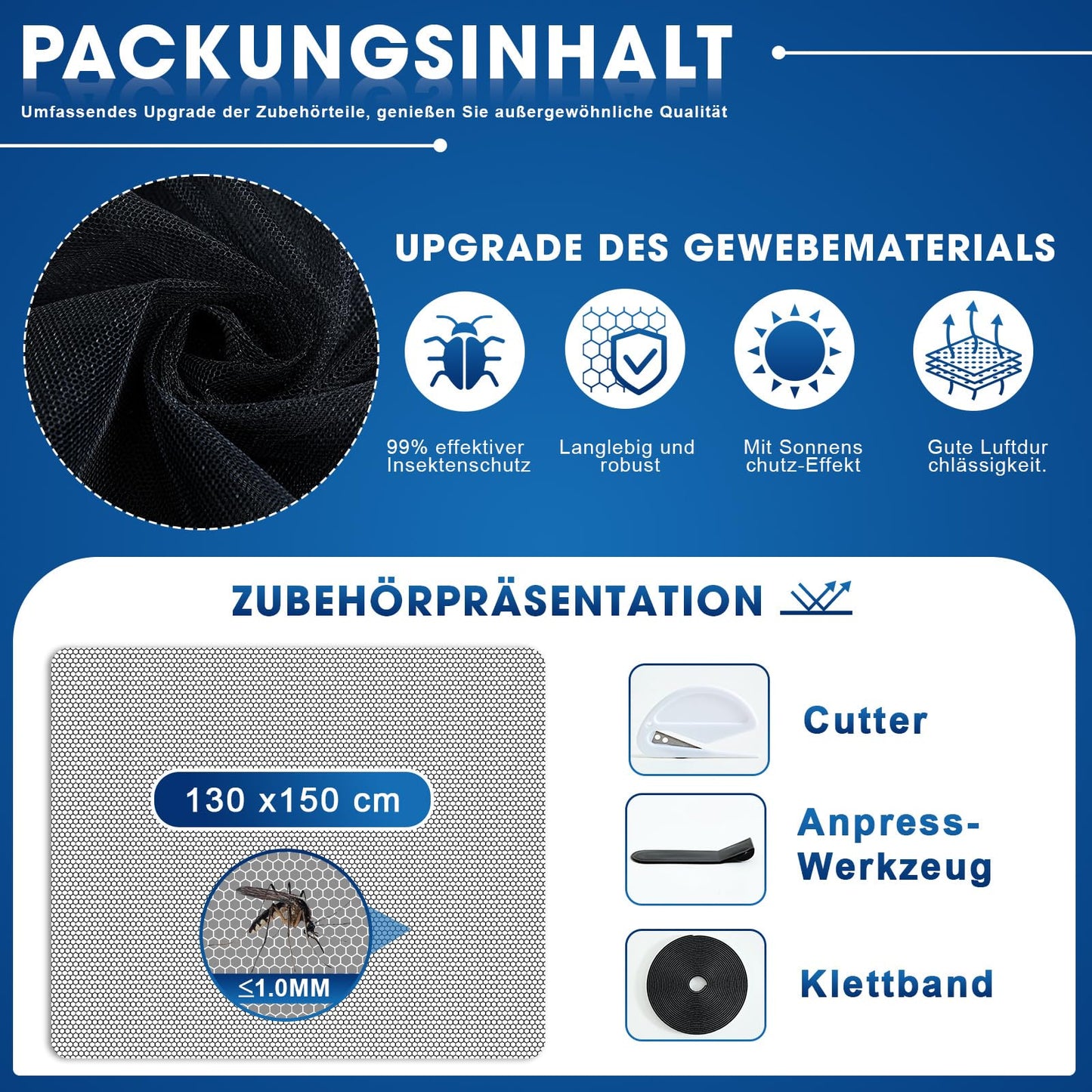 Zanzariera finestra 130x150 cm 2 pezzi senza fori – Nero